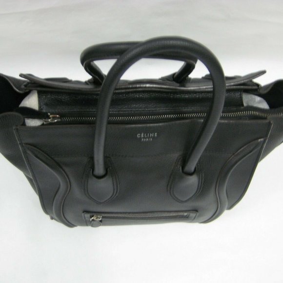 CELINE MEDIUM BLACK PHANTOM BAG GRAINED CALFSKIN LEATHER 100% AUTHENTIC - Picture 3 of 7